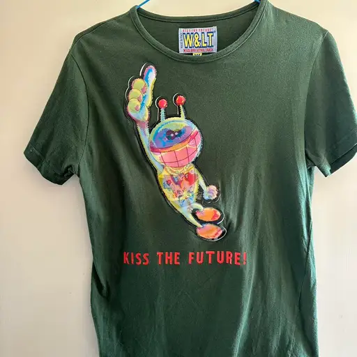 Green Kiss the Future W&LT tee
Size M fits UK8 or smaller