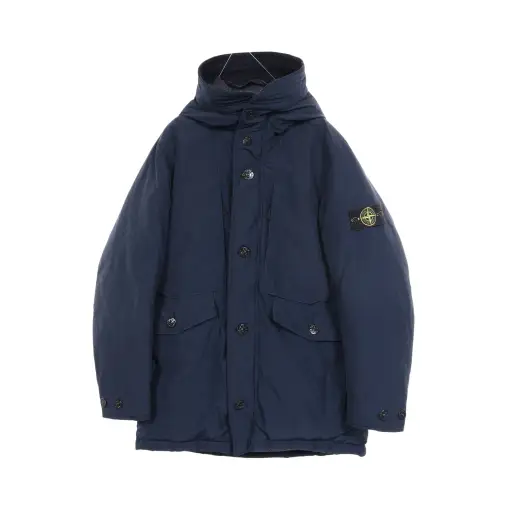 MICRO REPS フード付き ダウンジャケット ナイロン ネイビー ストーンアイランド