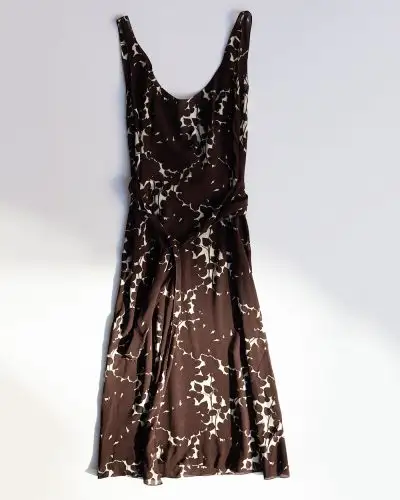 Prada SS 2001 Brown Floral Silk Dress
