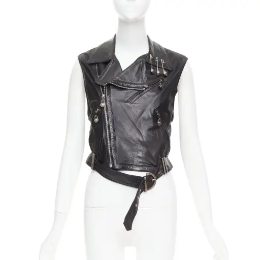 Women's Gianni Versace Leather Medusa Vest